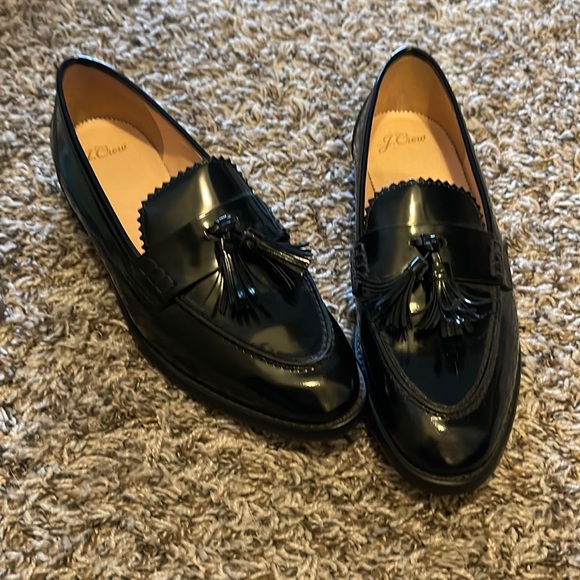 J. Crew Shoes Black Shinny Jcrew Loafers With Tassel Poshmark